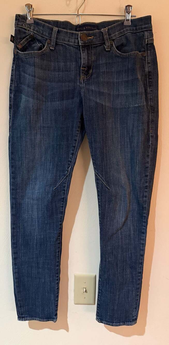 Rock & Republic Berlin Skinny Moto Jeans Women's Size 8 Dark Wash
